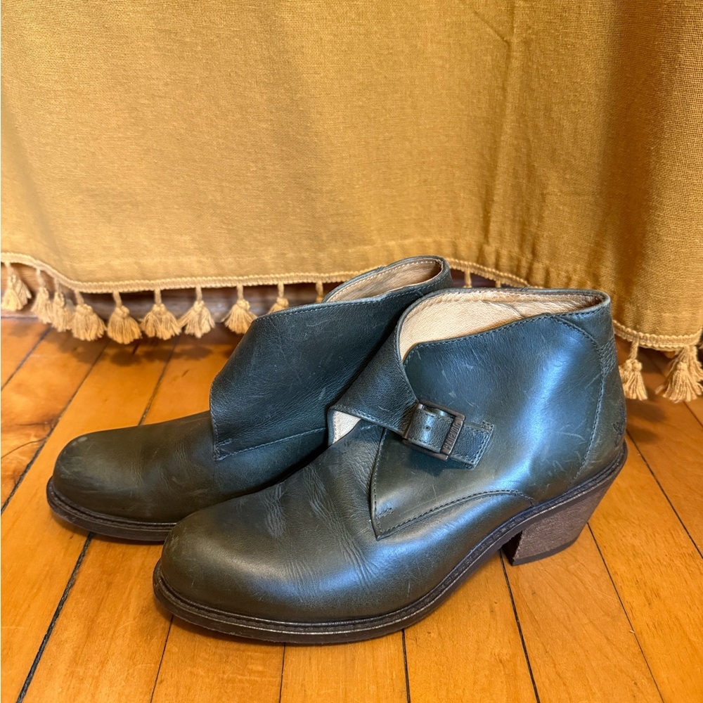 John Fluevog Dark Green Leather Boots I Believe High Shana